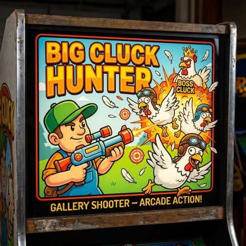 Parody marquee art from the game build — Big Cluck Hunter